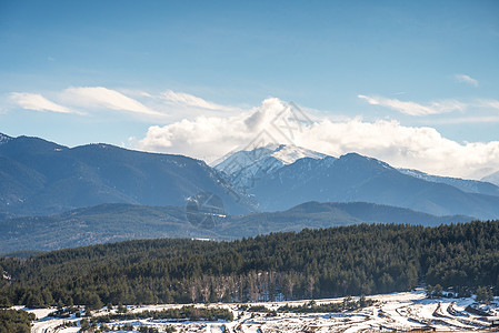 保加利亚冬季风景全景假期场景天空远足背景滑雪场丘陵运动胜地图片