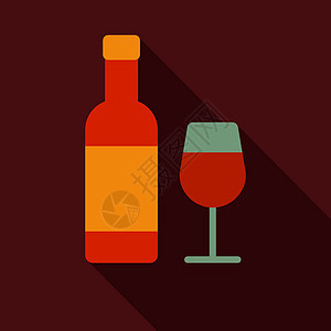 酒瓶和眼镜矢量 ico餐厅插图玻璃藤蔓器皿酒吧派对红色酒厂庆典背景图片