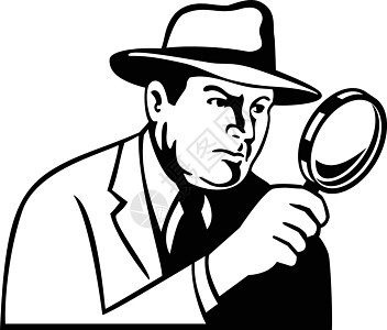 私家侦探探长或调查员 通过放大玻璃雷特罗图片