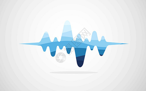 蓝颜色声音波对象图标矢量孤立背景图片