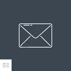 邮件薄线矢量图标文档网络办公室黑色电子邮件白色标识邮资插图笔画图片