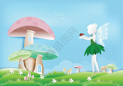花园和蘑菇屋的纸 纸 纸艺术图片
