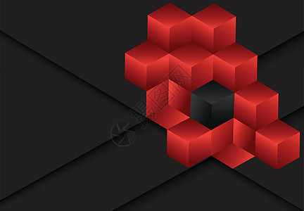 红 3d 立方体用于卡片 年度业务的深色背景图片