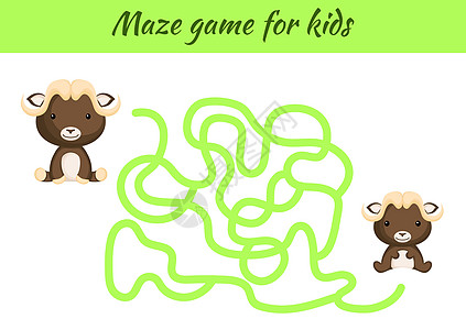 给孩子玩有趣的迷宫或迷宫游戏 帮助母亲找到路径小路方案乐趣消遣麝牛出口学校拼图解决方案幼儿园图片