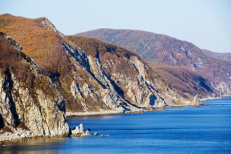 北角风景如画的岩石 滨海边疆区锡霍特阿林生物圈保护区的海洋区域落叶自然景观海岸照片景点地标邻里自然保护区领土支撑图片