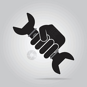 手握与工作工具图标扳手职业灰色黑色机械维修插图工程服务坚果背景图片