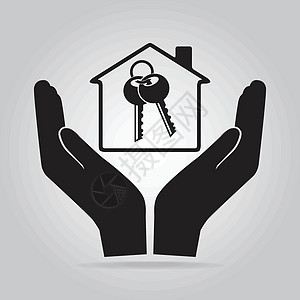 手持的键锁定和主机图标安全成员房子用户钥匙网站化身隐私密码按钮图片