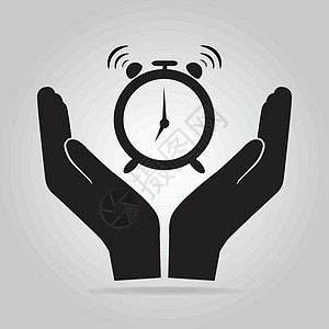 手头的闹钟图标 Care 安全时间概念图片