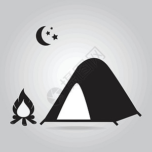 帐篷内有营火图标 露营符号图片