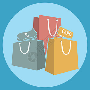 购物袋图标黄色标签零售卡片插图灰色店铺商业蓝色橙子图片