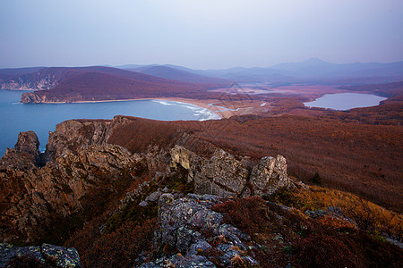 普里莫尔斯基地区锡克阿林生物圈保护区 戈卢赫纳亚湾和湖泊沙滩全景自然景观照片风光自然保护区落叶领土环境邻里景点地标图片