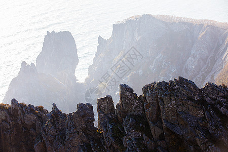 普里莫尔斯基地区锡克阿林生物圈保护区 图象岩石对蓝海风光景点地标海岸落叶邻里照片环境支撑领土图片