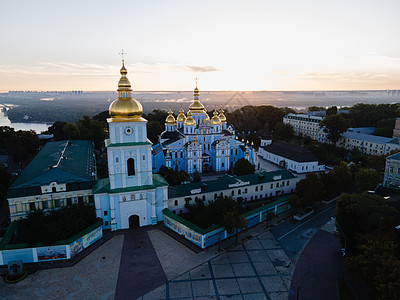乌克兰航空观察 圣迈克尔金币修道院 基辅城市旅行天空教会文化全景建筑大教堂建筑学景观图片