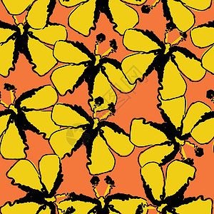 黄色黄蝴蝶文摘摘要 橙色背角的无缝图案图片
