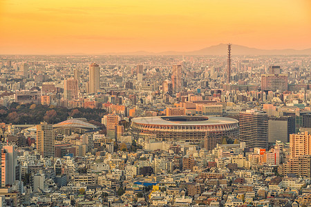 新国家体育场 奥林匹克体育场在东京 日本从 t玩家建筑学竞赛建筑足球主持人运动员日落建造旅行图片