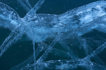 BikalRussi 湖结冰湖冰的质地冰川水晶空隙白色蓝色季节图片