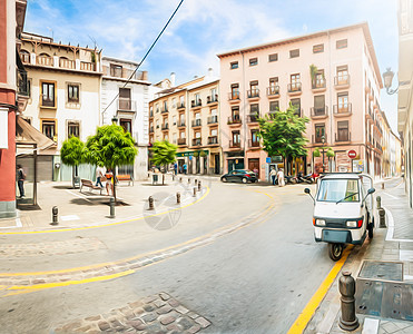西班牙格拉纳达街头的寒冷夏日图片