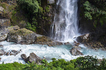 尼泊尔Annapurna巡回探险队瀑布照片旅行溪流图片