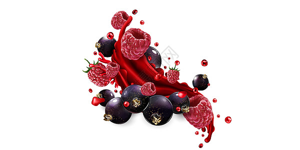 水果果汁和新鲜的草莓 还有黑咖喱浆餐厅健康美食广告厨房味道覆盆子食物饮食食谱图片