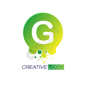 创意徽标 字母G加圆点和喷花 矢量图片