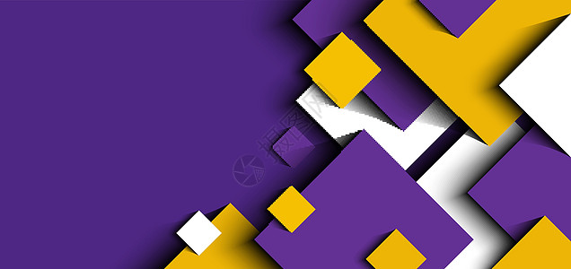 摘要背景 3D 紫色 黄色 白色几何方形 s图片