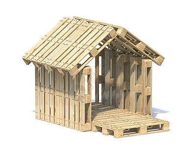 木制托盘房3D图片