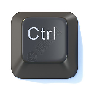 黑计算机键盘 CTRL 密钥 3D图片