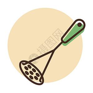 土豆马塞尔矢量图标食物工具压碎烹饪金属器具厨房用具过滤器厨具图片
