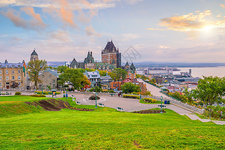 加拿大魁北克市天线全景观加拿大吸引力建筑历史性旅游城堡风景公园历史日出观光图片