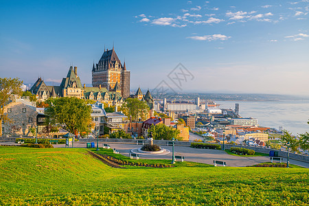 加拿大魁北克市天线全景观加拿大建筑旅游公园观光照明地标城市旅行城堡建筑学图片