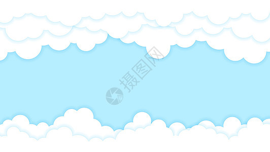 蓝色天空中的白青云 户外风景动画片图片