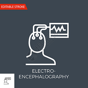 电子脑电图矢量图标脉冲大脑心理学图表网络监控方法温度计电气医院图片