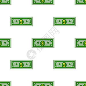 白色背景的美元帐单无缝图案 平面设计图片