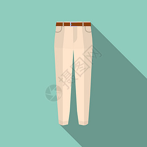 绿色现代裤子矢量插图上的Trous 图标 时装的棉质优雅裤长影子 平板设计图片