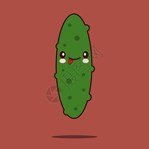 可爱的蔬菜卡通人物黄瓜图标 kawaii 笑脸 平面设计矢量图图片