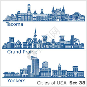 美国城市-Yonkers 大草原 塔科马 详细结构 趋势矢量说明图片