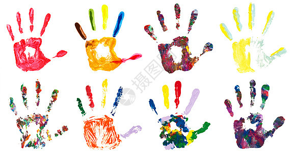一组色彩多彩的手印图片