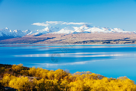 新西兰Pukaki湖景观蓝色环境旅游驾驶旅行日光天空爬坡运输岩石图片