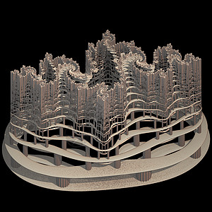 3D 计算机计算分形的三维插图装饰品几何学数学图像电脑背景图片