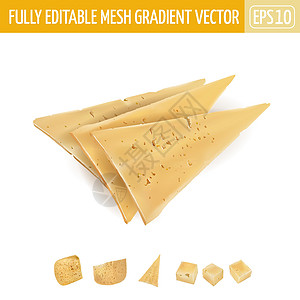 三个三角黄芝士片的开胃奶酪味道创造力产品营养小吃服务午餐黄色早餐食物图片