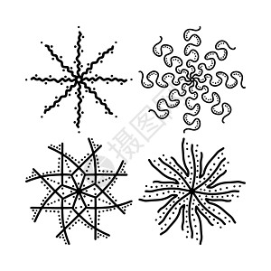 一组手工绘制的雪花 白色背景上的孤立插图水晶薄片装饰品手绘天气降雪新年涂鸦气候图片