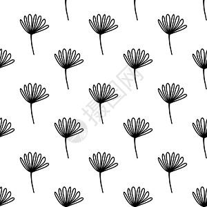 无缝模式由涂鸦甘菊花制成 白底的孤立 矢量储量图解绘画花朵编织植物打印雏菊手绘花园插图草图图片