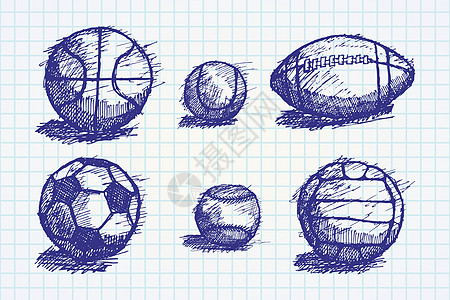 用纸笔笔记本在地上投下阴影的彩球草图棒球涂鸦游戏橄榄球插图绘画艺术圆圈素描足球图片