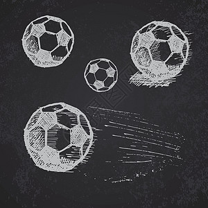 黑板上的足球足球球草图运动圆圈插图创造力白色背景阴影涂鸦绘画卡通片图片
