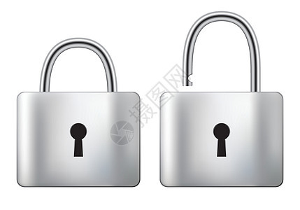 在白色背景上隔离的锁和无锁帕洛克钢秘密金属储物柜锁孔隐私合金安全贮存闩锁挂锁图片