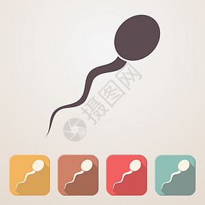 平面图标 设置在有阴影的彩色盒中排卵胎儿生育力精子男士插图不育图片