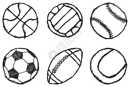 Ball 简单草图集 在白色背景上被孤立背景图片