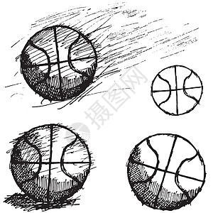 以白色背景隔离的棒球篮球草图集草图游戏运动卡通片圆圈插图绘画黑色创造力阴影图片