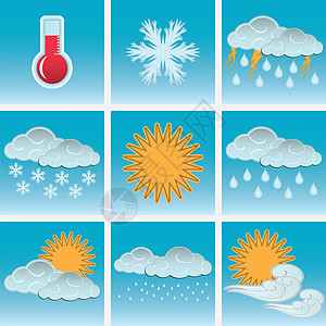 天天天气颜色图标设置蓝色天空背景  label卡通片闪电月亮风暴星星雷雨气象温度温度计季节图片