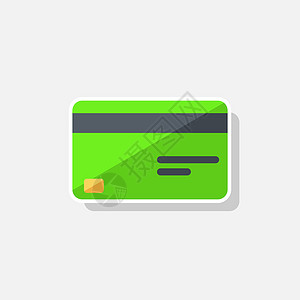 信用卡 Green  白色斯特罗克Shadow图标矢量隔离取款机技术安全银行业塑料花费插图小样银行黑色图片